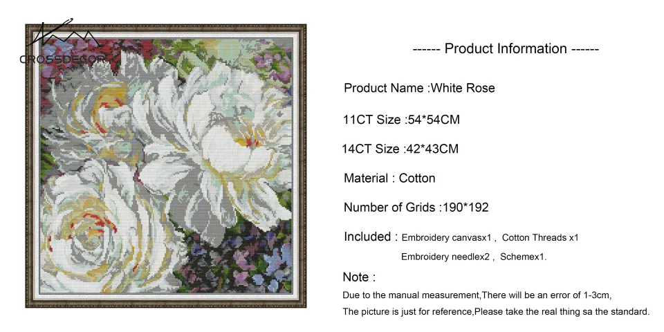 CROSSDECOR Beginner Cross Stitch Kit – Stamped 11CT DIY Embroidery Set With Pre-Printed Pattern, No Frame Needed, Perfect Starter Needlepoint Project