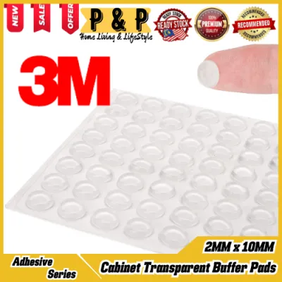 3M ( 2MM x 10MM ) Adhesive Transparent Buffer Pads Cabinet Door Bumpers Stick Anti-noise Pads Home Silencer