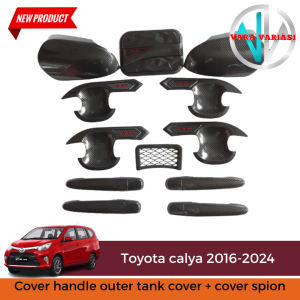 Paket Cover Handle Outer Pintu Tutup Tangki Cover Spion Calya 2016-2023 Carbon