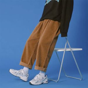 Celana corduroy panjang mustrad pria gaya trendy korea retro style