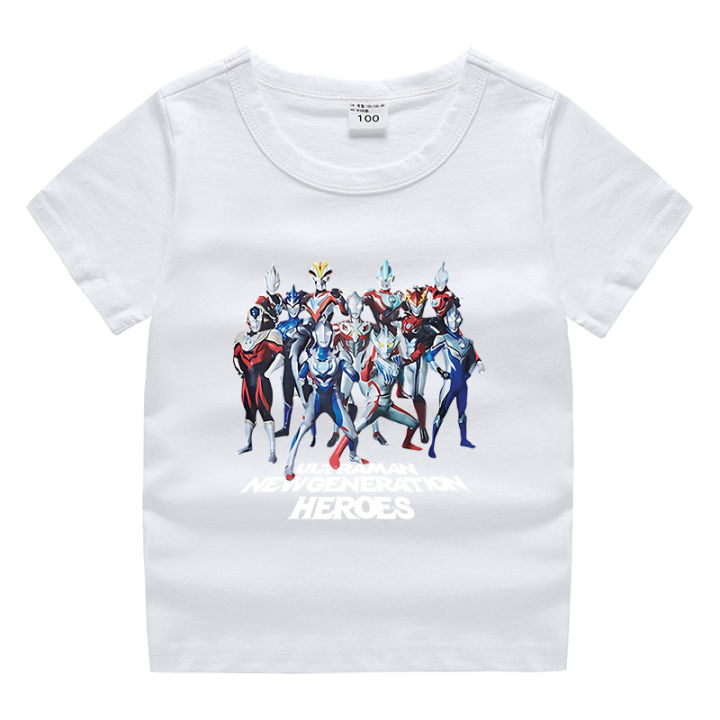 Ultraman Boys Girls Pull Collar Short Sleeve T-shirts Printed Bottoming ...