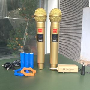Bộ đôi micro không dây karaoke mu23 ontekco dùng cho loa kéo âm ly các thiết bị âm thanh chuyên nghiệp gia đình