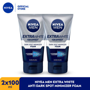 (PAKET HEMAT ISI 2) NIVEA MEN Facial Foam Extra Bright Facial Foam 100ml - Sabun cuci muka pria mencerahkan bintik hitam brightening kulit kusam facial wash wajah cerah membersihkan pori pori terdalam polusi debu kotoran - Glutathione AHA Vitamin C