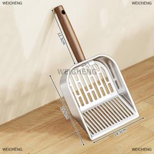 [COD] WEICHENG Thép không gỉ mèo xả rác Scoop dài bằng gỗ xử lý chất thải vật nuôi Xẻng công cụ làm sạch dài xử lý rỗng xẻng mèo Nguồn cung cấp