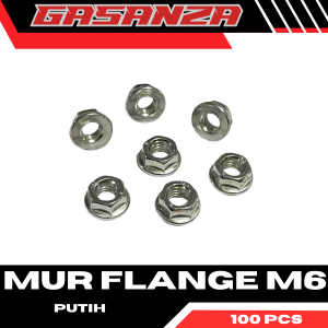 100 BIJI - Mur Flange Nut Flange M6 Kunci 10 Flange Nut M6 K10 Original