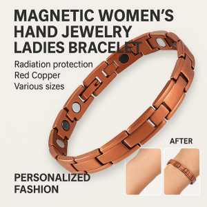 Double Row Magnetic Cross Bracelet Magnetic Arthritis Red Copper Bracelet for Men Therapy Jewelry