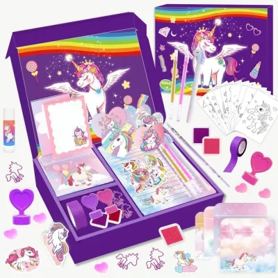 SG READY STOCK EmmAmy® Unicorn DIY Diary Set DIY Journal Set Notebook Gift Box Set Girls Birthday Gifts