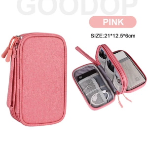Double Layer Travel Organizer with cable storage bag and powerbank storage pouches made of Polyester