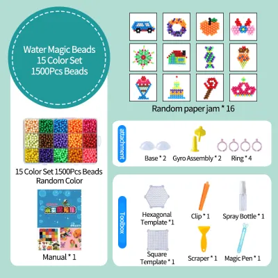 Bộ đồ chơi 600/1000/1500pcs hạt dính nước ma thuật làm thủ công DIY rèn luyện trí tuệ cho bé