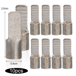 10pcs C45 Pin Shaped Crimp Cable Lugs / Tin Plated Copper Tube Cold Press Wire Terminals / Square Insert Circuit Breaker Air Switch Connectors / 1.5-16mm² Bare Copper Wiring Terminal Lugs for Electrical Connection