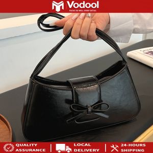 Women Small Underarm Bag with Bow PU Leather Crossbody for Casual Dating and Daily Use in Trendy Colors