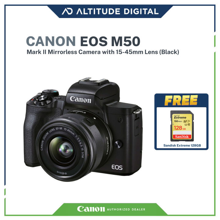 Canon EOS M50 Mark II with Canon EFM 1545mm IS STM and FREE 128GB