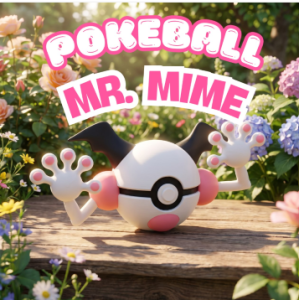 Mr Mime Pokeball Pokemon 3D Figure | Display Koleksi Anime | Hiasan Meja Decoration | Gift