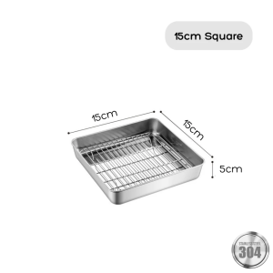 [SG STOCK]Air Fryer Tray With Mesh 304 Stainless Steel Baking Tray Easy To Clean Grill Plate Oven Tray