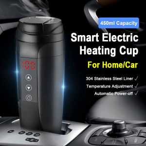 Smart Portable Electric Water Bottle for Coffee Tea Milk 450ML Auto Travelling Electric Water Kettle Cup BPA-Free 304 Stainless Steel Water Bottle for Home Car