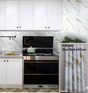 PVC 45cm x 5m Waterproof Marble Wall Stickers Cupboard Table Kitchen Self Adhesive Oil proof Wallpaper