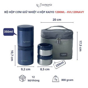 Bộ Hộp Cơm Giữ Nhiệt Kaiyo Dung Tích 1200ml Hộp Inox 304 Kèm Túi Đựng