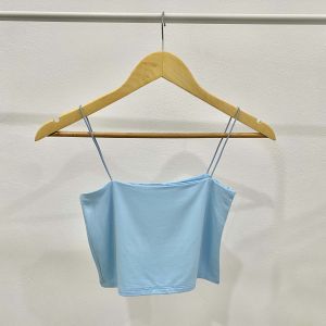 (Local Ready Stock) Thailand Loungewear Cotton Square Neck Spaghetti Crop Top Women Solid Tank Top