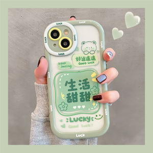 CrashStar Happy Good Luck Transparent Hard Shockproof Phone Case For iPhone 15 Pro Max 14 13 12 11 Pro Max Fashion Phone Casing Cover With Full Cover Lens Camera Protection Hot Sale