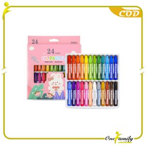 ONE-A99 Crayon Oil Pastel Isi 12 dan 24 Warna Motif Kartun Perlengkapan Mewarnai Anak / Set Krayon