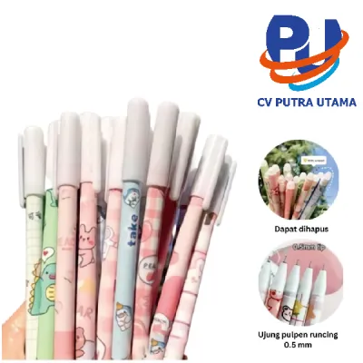 Pulpen Gel Tinta Bisa Dihapus Bolpoin Gel Bisa Dihapus Lucu/Ballpoint (12 Pcs)