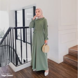 HAYNA Viola Dress (Sage Green) - Daily Dress Busui Friendly Korean Style Gamis Wanita Muslim