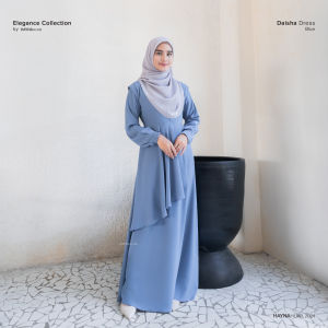 HAYNA Daisha Dress (Blue) - Dress Kondangan Daily Dress Busui Friendy Korean Style Gamis Wanita Muslim