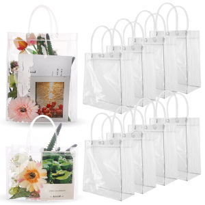 PVC Transparent Gift Bags Multifunction Transparent Bags Wedding Gift Packaging Boxes with Handles Clear Plastic Gift Bags Pvc Shopping Bags Party Favors BagsWomens Shoulder Handbag