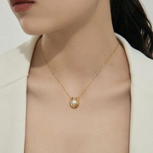 Korean Fashion Stainless Steel Adjustable Necklace for Women Pearl Pendant