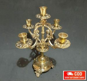 Tempat Lilin Kuningan Tempat Lilin Aromaterapi Murah Candle Holder Cabang 5 Kuningan Ukir