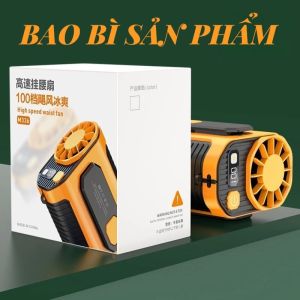 Quạt Đeo Hông Pin 10000mAh | 100 Cấp Độ Gió | Quạt Mini Tích Điện Gia Đình Sạc Type-C