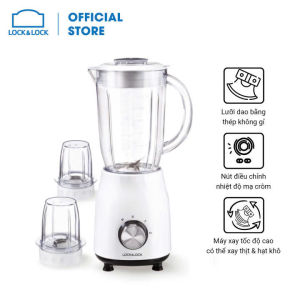 Máy xay sinh tố đa năng LocknLock dung tích 1.2L kèm 3 cối xay lưỡi dao thép không rỉ EJM462- Chính Hãng