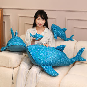 JOJO CASTLE New Cute Animal Plush Doll Whale Shark Anime Stuffed 20/40/60/80cm Soft Rhincodon Typus Cushion Pillow Soothing Plush Toy Room Decoration Custom Festival Gift for Kids Children