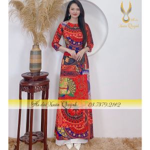 Áo Dài Hoạ Tiết Thổ Cẩm Sang Trọng Tôn Dáng Lụa Habutai K71 - Áo Dài Xuân Quỳnh