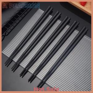 [A Peassion]💖[HOT SALE]🎈🎈 1 Pairs Alloy Chinese Chopsticks Food Japanese Sushi Sticks Reusable Non Slip Dishwasher Safe Bamboo Shape Food Grade Chopsticks