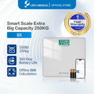 Lepu Smart Digital Bathroom Scale Extra Big Capacity 250KG Body Weight Scale Backlit Display APP 8mm Tempered Glass S5