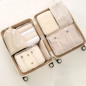 7Pcs/set Travel Luggage Storage Bags Toiletries Shoes Clothing Underwears Sorting Organizer Bag Set2026