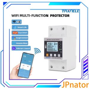 【Get the Perfect Fit】 JPnator 63A TUYA WiFi Smart Leakage Over Under Voltage Protector Relay Circuit Breaker Timer Energy Power kWh Meter Smart Life
