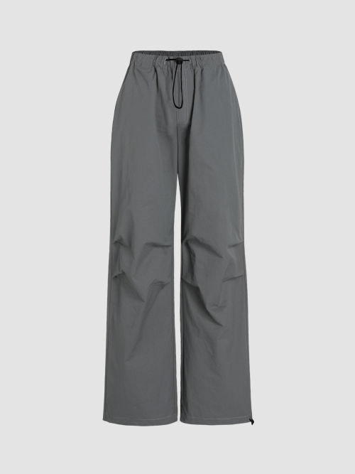 Cider Kpop Solid Drawstring Middle Waist Parachute Pants Lazada PH