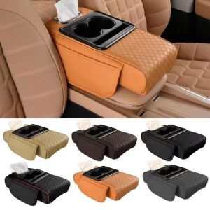DOUBLEL Large Capacity Armrest Heightening Cushion Side Storage Pockets Cup Holder Car Console Console Pillow Universal Anti-slip Armrest Storage Organizer Box SUVs