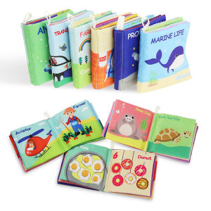 6 Types Baby Soft Cloth Book Animal/Food/Ocean Theme Cloth Fabric Books Toy Educational Toys for Infant Intelligence Development