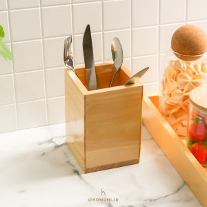 Kotak Kayu Pinus Multifungsi Tempat Sutil Sendok Garpu Pensil/Baki Kayu Aesthetic