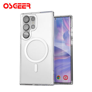 SAMSUNG [OSGEER]เคสใสแม่เหล็กสําหรับSamsung s25Ultra s24Ultra S24FE s24 s23 s22 เคสป้องกันใส