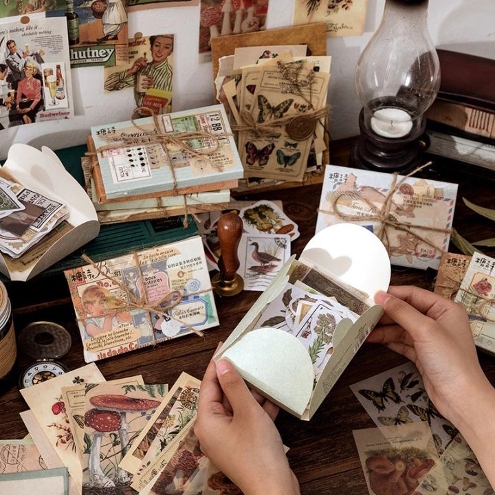 60pcs/pack Original Box Multi Material Stickers Aesthetic Junk Journal ...