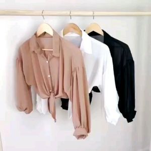 Áo Khoác Voan Mỏng Nhẹ Dễ Phối Đồ AB5 / Áo Sơ Mi Voan Cột Eo Xinh Mặc Đi Biển
