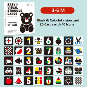 High Contrast Black and White Baby Visual Stimulation Flash Cards for Early Cognitive Development