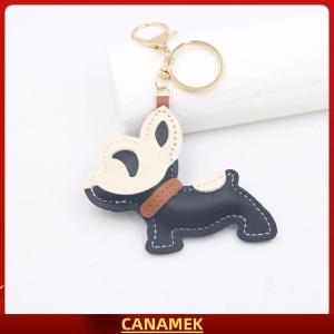 Miễn phí vận chuyển✨ Đáng yêu PU da pháp Bulldog Keychain Mặt dây chuyền dễ thương con chó con túi quyến rũ ba lô treo xe Keyring quà tặng phụ kiện thời trang