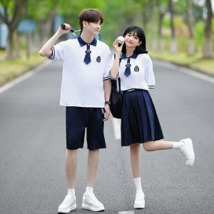Business Attire Korean Style College Style Junior High School Students Summer Graduation Photo Short Sleeve T T-Shirt Primary School Student Grade Five Grade Six School Uniform Suit
