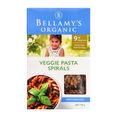 Bellamys Organic Vegetable Pasta Spirals 110G