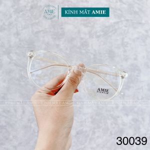 Mắt kính cận tròn nam nữ AMIE Eyewear gọng kính nhựa lõi kim loại chắc chắn hạn chế đau tai 30039
